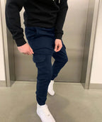Men's Slim-Fit Cargo Joggers with Drawstring Waist & Elastic Cuffs — Leo