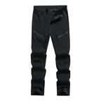 Black Men's Tracking Pants with Zippered Pockets & Pre-Shaped Knees — Levi - Front Full Standing