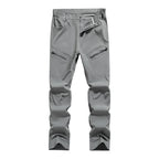 Gray Men's Tracking Pants with Zippered Pockets & Pre-Shaped Knees