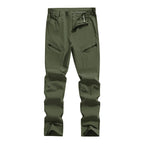 Olive Green Men's Tracking Pants with Zip Pockets & Pre-Shaped Knees - Front Pose