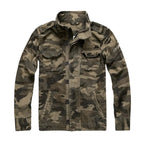 Brown Men's Denim Jacket with Button-Front Closure & Chest Pockets