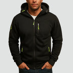 Black Men's Everyday Zip Hoodie with Adjustable Hood & Zip Pockets