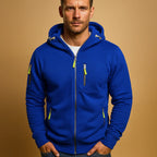 Blue Men's Everyday Zip Hoodie with Adjustable Hood & Zip Pockets