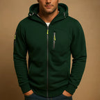 Green Men's Everyday Zip Hoodie with Adjustable Hood & Zip Pockets