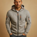 Light Grey Men's Everyday Zip Hoodie with Adjustable Hood & Zip Pockets - Hood Detail