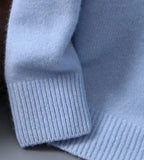 Light Blue Men's Mohair Sweater with Ribbed Crew Neck & Cuffs — Logan - Cuff Detail