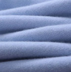 Light Blue Men's Mohair Sweater with Ribbed Crew Neck & Cuffs — Logan - Fabric Texture Detail