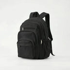 Black Nylon Multi Pocket Backpack with Adjustable Mesh Straps