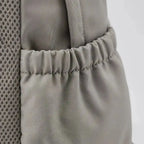 Nylon Multi Pocket Backpack with Adjustable Mesh Straps - Brown Close Up Side Pocket