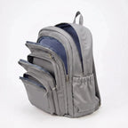 Nylon Multi Pocket Backpack with Adjustable Mesh Straps - Brown Open Compartments Detail