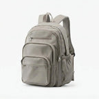 Nylon Multi Pocket Backpack with Adjustable Mesh Straps - Brown Studio Side Angle