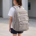 Nylon Multi Pocket Backpack with Adjustable Mesh Straps — Hattie