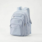 Milky Blue Nylon Multi Pocket Backpack with Adjustable Mesh Straps