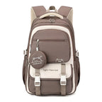 Khaki Women's Multi-Pocket School Backpack with Adjustable Straps for Everyday Wear