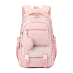 Pink Women's Multi-Pocket School Backpack with Adjustable Straps for Everyday Wear
