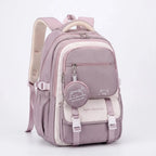 Purple Women's Multi-Pocket School Backpack with Adjustable Straps for Everyday Wear - Front Studio