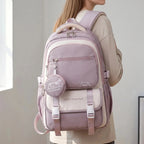 Purple Women's Multi-Pocket School Backpack with Adjustable Straps for Everyday Wear — Dora