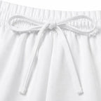 White Women's Off Shoulder Jumpsuit with Puff Sleeves & Relaxed Wide-Leg Fit — Brittany - Drawstring Detail