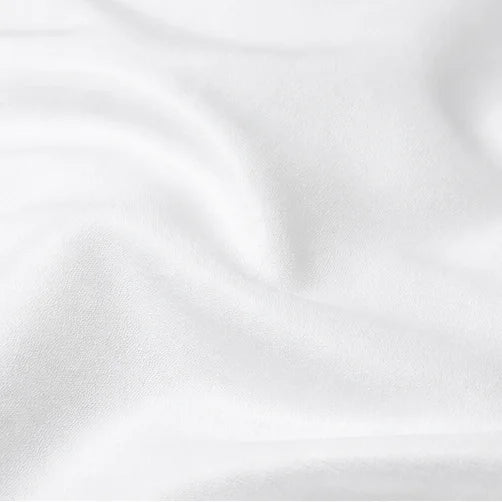 White Women's Off Shoulder Jumpsuit with Puff Sleeves & Relaxed Wide-Leg Fit — Brittany - Fabric Close Up