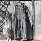 Black Women's Striped Overalls with Adjustable Straps & Relaxed Fit — Morgan