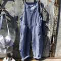 Women's Striped Overalls with Adjustable Straps & Relaxed Fit — Morgan