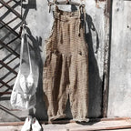 Brown Women's Striped Overalls with Adjustable Straps & Relaxed Fit — Morgan