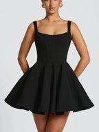 Black Women's A-Line Cocktail Mini Dress with Oversized Bow Back — Posy