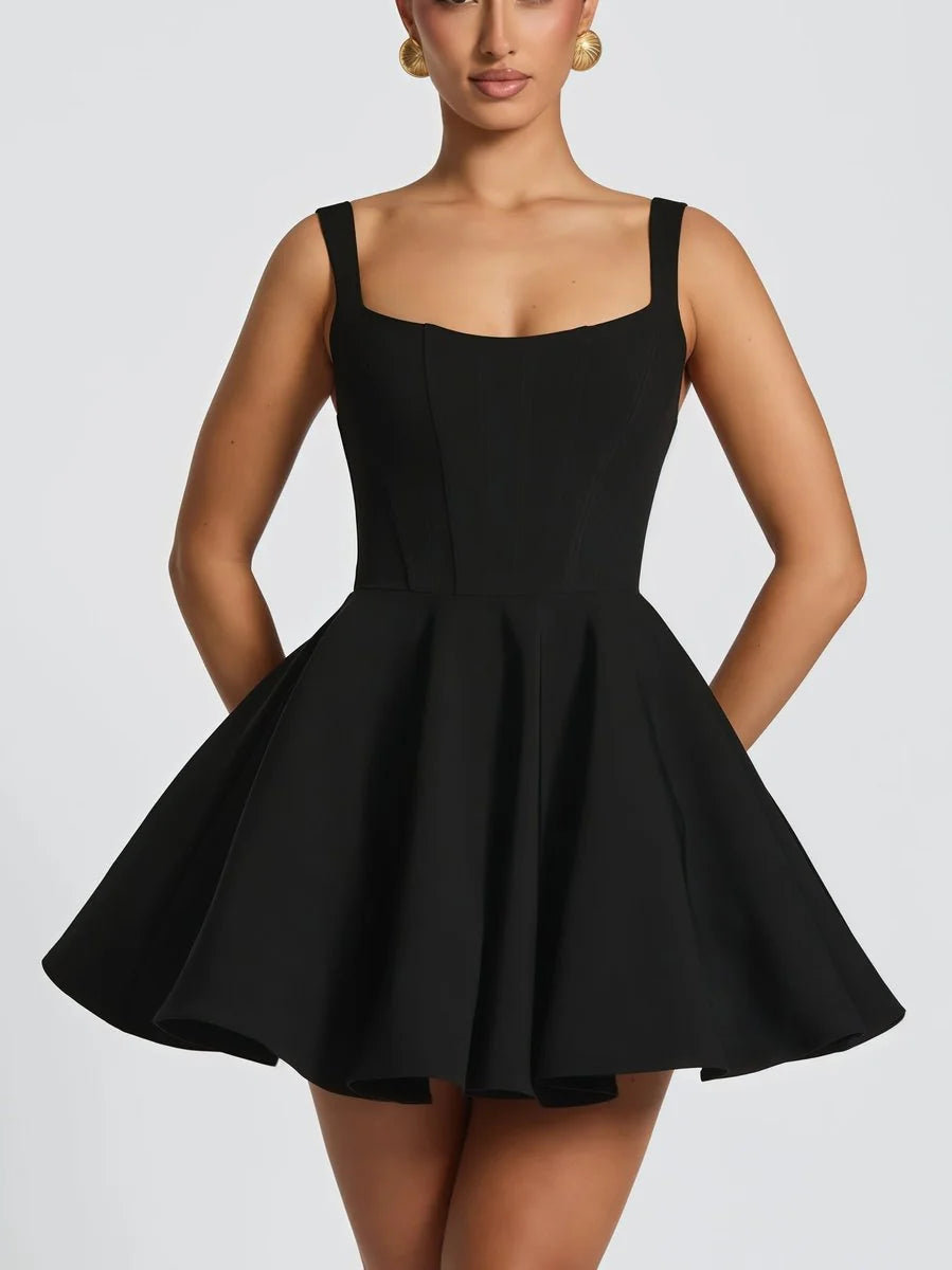 Black Women's A-Line Cocktail Mini Dress with Oversized Bow Back — Posy