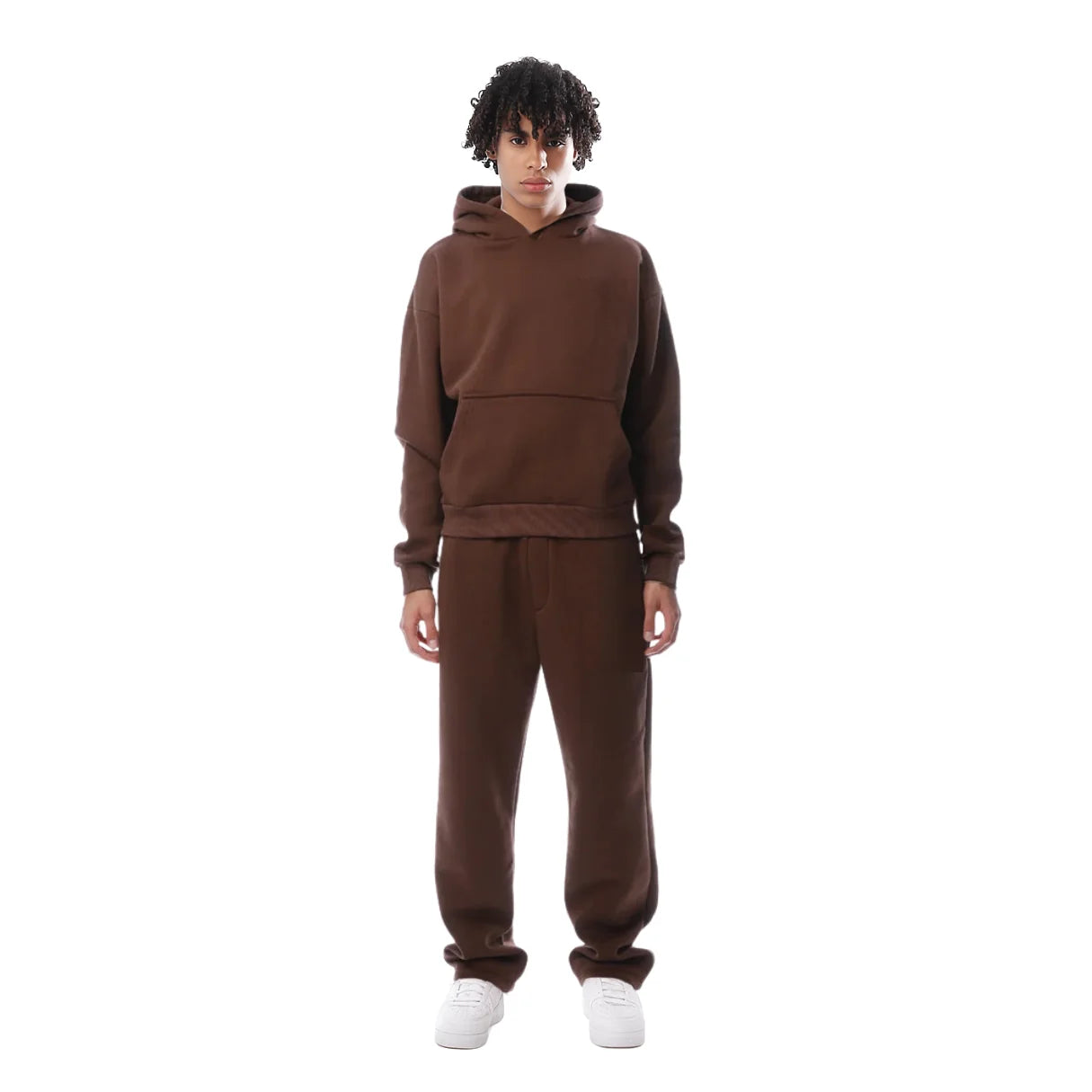Brown Women's Tracksuit with Oversized Hoodie & Relaxed Jogger Pants