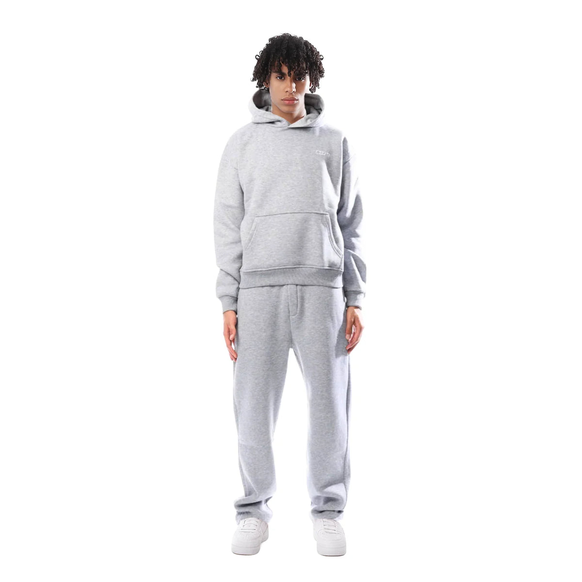 Light Grey Women's Tracksuit with Oversized Hoodie & Relaxed Jogger Pants