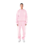 Light Pink Women's Tracksuit with Oversized Hoodie & Relaxed Jogger Pants - Studio White