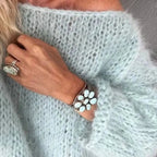 Light Blue Women's Oversized Sweater in Draped Mohair Blend Knit
