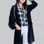 Black Women's Cashmere Cardigan with Long Open Front & Draped Oversized Fit