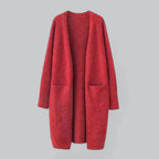 Red Women's Cashmere Cardigan with Long Open Front & Draped Oversized Fit — Ivy