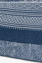 Women's Patchwork Knit Blouse with Denim Collar & Relaxed Fit - Close Up Hem Detail