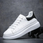 Black Men's White Lace-Up Platform Sneakers with Chunky Sole — Bennett - Worn Lifestyle