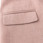 Pink Women's Linen Blazer Suit Set with Pleated High-Waist Wide-Leg Trousers — Jasmine - Close Up Pocket