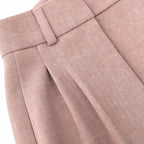 Pink Women's Linen Blazer Suit Set with Pleated High-Waist Wide-Leg Trousers — Jasmine - Close Up Waist Pleat