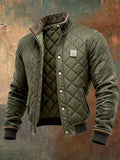 Men's Quilted Bomber Jacket with Snap-Button Front & Relaxed Fit — Tobias
