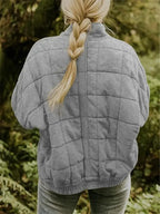 Women's Quilted Jacket with Zip Pockets & Relaxed Oversized Fit - Back Outdoor