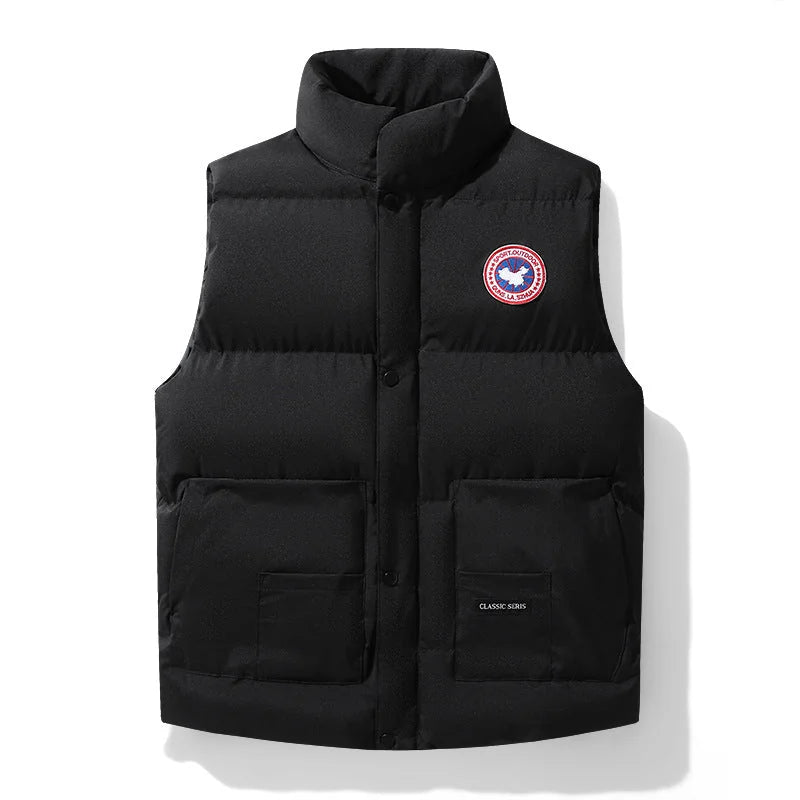 Men's Padded Vest with Quilted Insulation & Relaxed Fit - Studio Flat Front