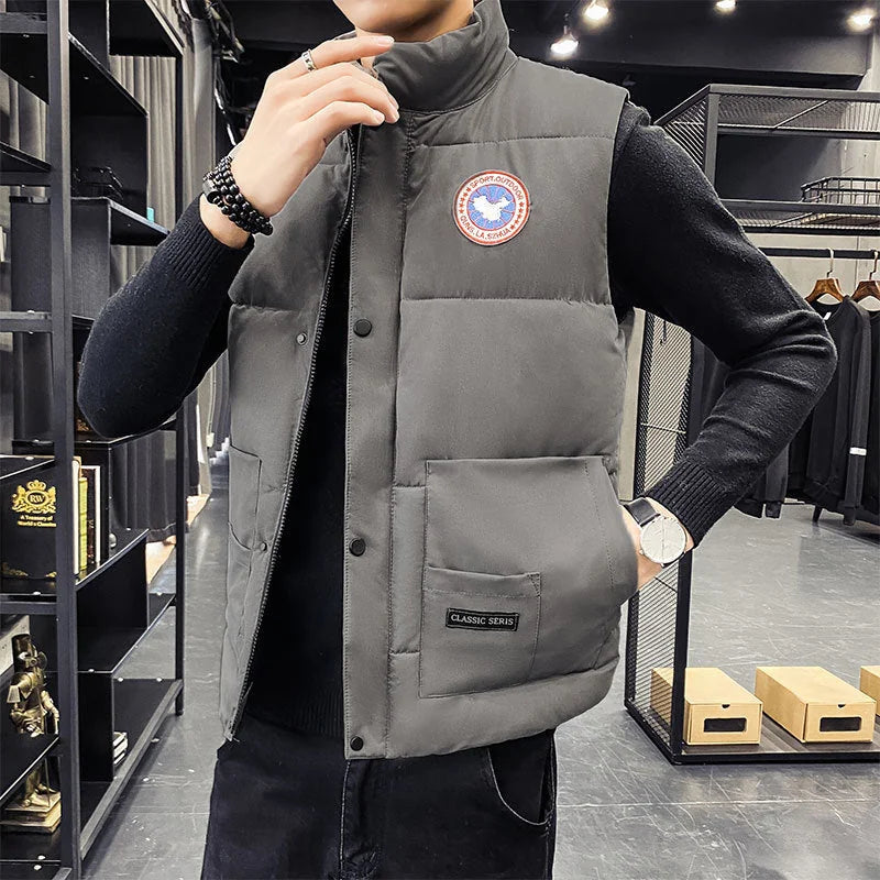 Men's Padded Vest with Quilted Insulation & Relaxed Fit - Worn Lifestyle Front