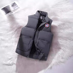 Gray Men's Padded Vest with Quilted Insulation & Relaxed Fit