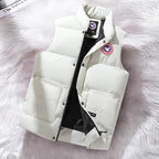 White Men's Padded Vest with Quilted Insulation & Relaxed Fit