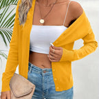 Bright Yellow Women's Tailored Ribbed Cardigan with V-Neck Button-Front