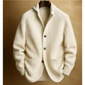 Men's Ribbed Knit Blazer Cardigan with Notched Lapel & Button-Front Closure — Louis