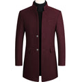 Men's Single-Breasted Wool Overcoat with Stand Collar — Benedict