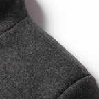 Men's Single-Breasted Wool Overcoat with Stand Collar - Shoulder Seam Close Up
