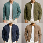 Blue Men's Slim Fit Bomber Jacket in Suede with Ribbed Cuffs — Felix - Color Swatch Grid