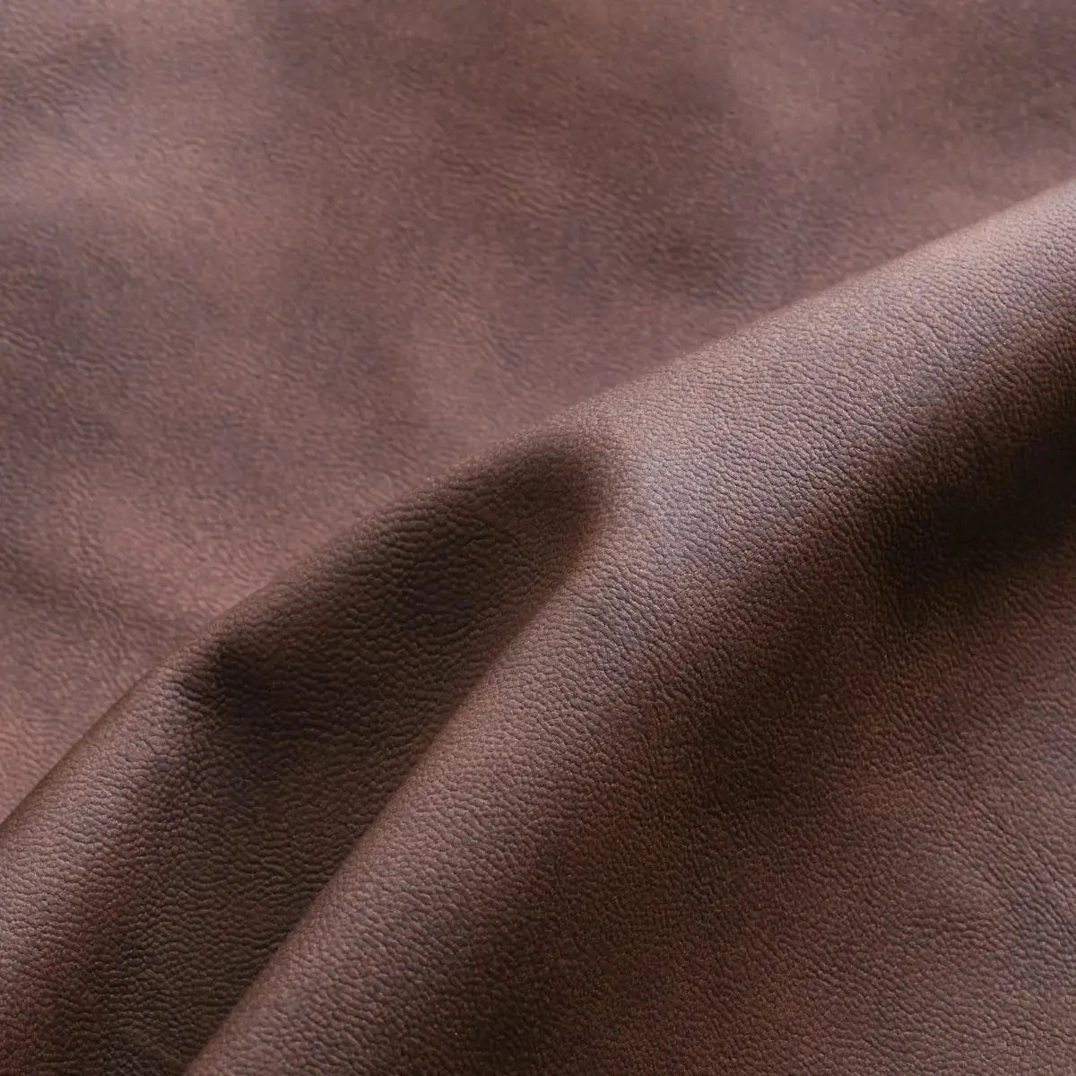 Brown Men's Slim Fit Biker Jacket with Suede Finish & Zip Pockets — Finn - Fabric Close Up